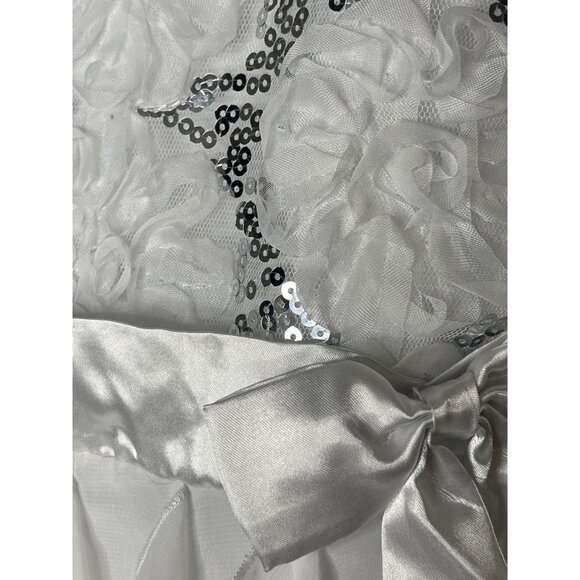 Knit Works Girls 6 Silver Sequin Party Dress Ruffle Chiffon Layered Skirt - Picture 7 of 8